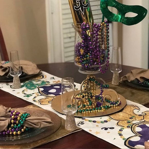 Mardi Gras Table Runner Party Fleur De Lis Decor Decorative Dining Cloth 13x72 - Picture 3 of 7